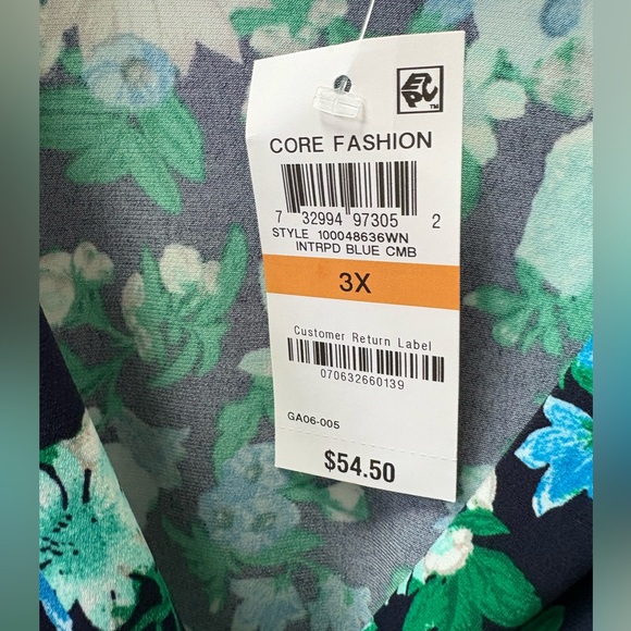 Charter Club Blue Green Floral Liquid Knit Top Size 3X Blouse NWT - Picture 3 of 4